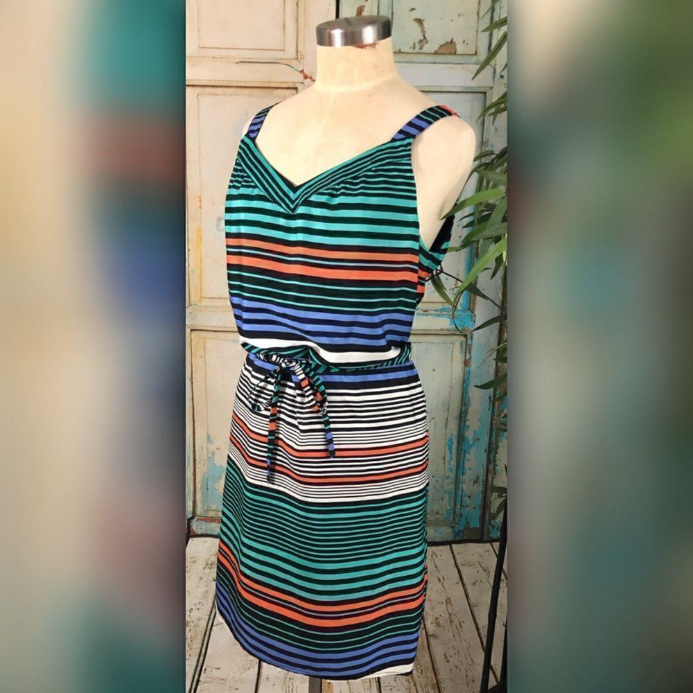Merona Multicolored Striped Tie Waist Dress - Picture 5 of 8